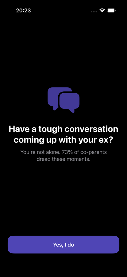 Tough Talk onboarding screen asking if a tough conversation is coming up